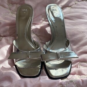 Zara Silver Women's Heeled Sandals